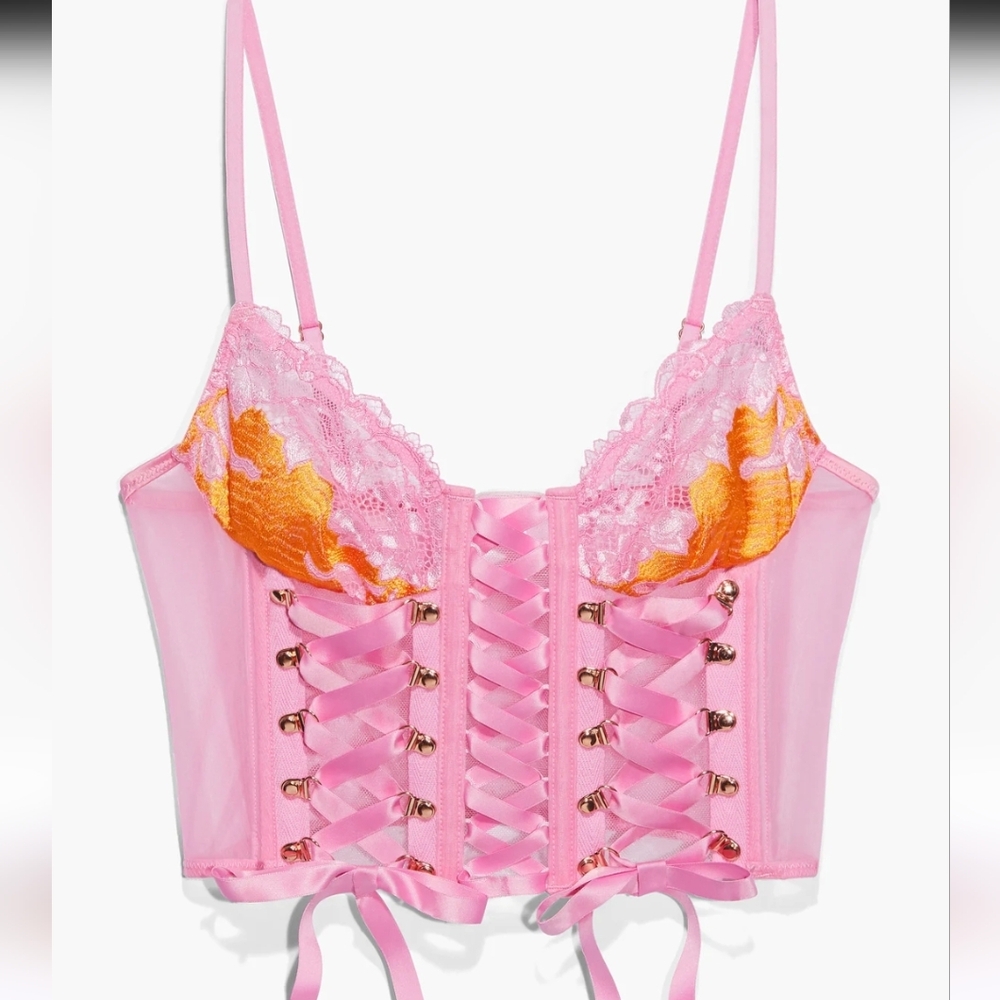 Savage X Fenty Lace Up Cami Corset Style Bra Cami